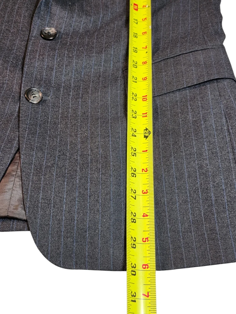 Vintage BOSS Hugo Boss Charcoal Grey Pinstripe Blazer Suit Jacket ~ 42R